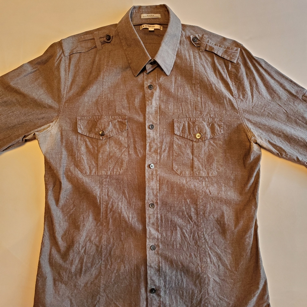Express Mens 1MX Fitted Button Up Shirt Size L